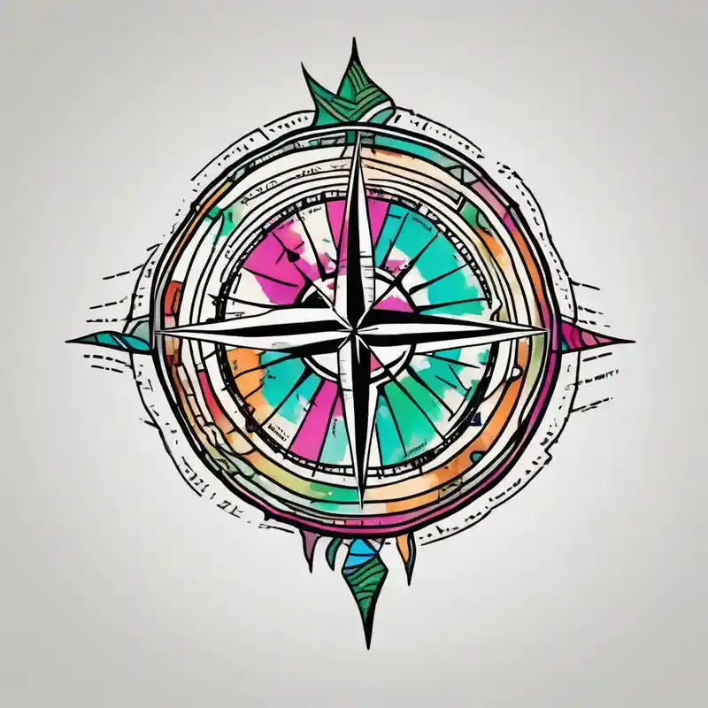 Compass on the back of the palm in the shape of Nigeria with longitude written on the top and latitude written on the bottom. – Géométrique, Couleurs vives